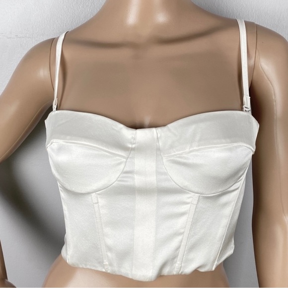 NEW CAMI NYC WHITE SILK BUSTIER TOP - Picture 2 of 7